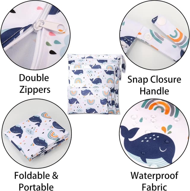 Detalle 2 de Zocipro 3-teilige Wetbag-Set für Stoffwindeln (Wetbag Kindergarten) – mit Reißverschluss, 3 Größen