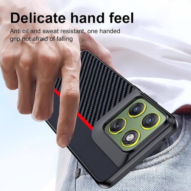 Detalle 2 de FDHYFGDY Hülle für Motorola Edge 70 – Kohlefaser-Case wasserdicht & stoßfest (rot/schwarz)