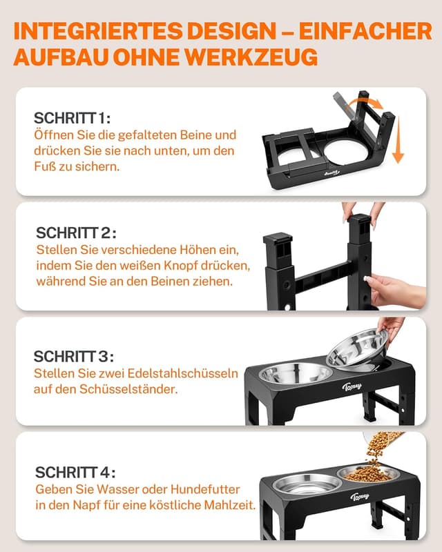 Detalle 1 de Toozey Hundenapf Höhenverstellbar mit 4 Stufen