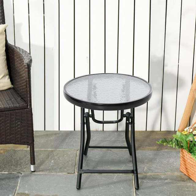 Detalle 2 de Outsunny Table Basse Ronde Bistro Ø45 Noir
