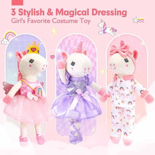 Thumbnail 3 de hahaland Unicorns Ballerina Doll with 3 Outfits