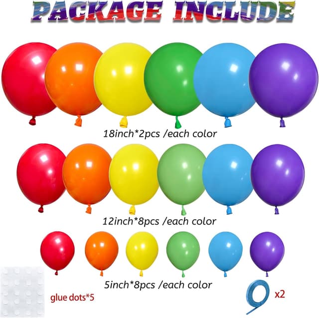 Thumbnail 1 de KAWKALSH Rainbow Balloon Arch Kit 111Pcs ๐