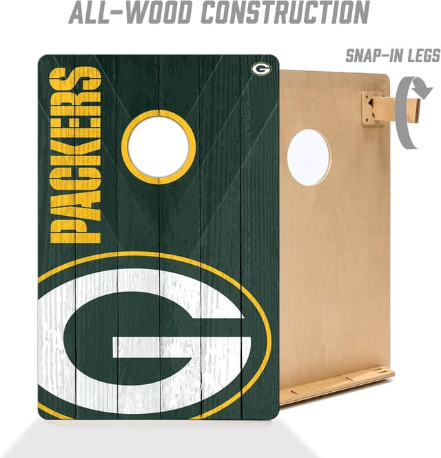 Detalle de YouTheFan NFL 2’ x 3’ All-Wood Cornhole Game with Logo Bags