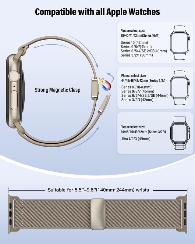 Thumbnail 4 de Correa Magnética para Apple Watch Nylon Elástico 38–49mm