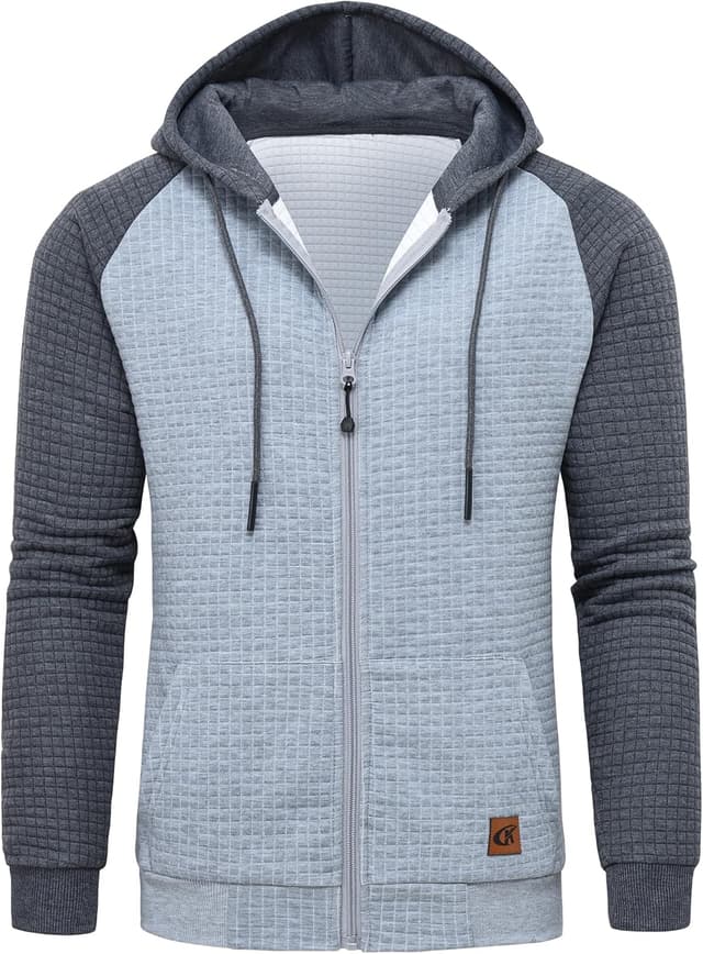 Detalle de Tyhengta Men’s Full Zip Hoodie Jacket with Pockets (Long Sleeve Pullover)