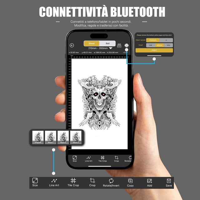 Detalle de Dragonhawk A4 stampante termica per trasferelli tatuaggi portatile wireless