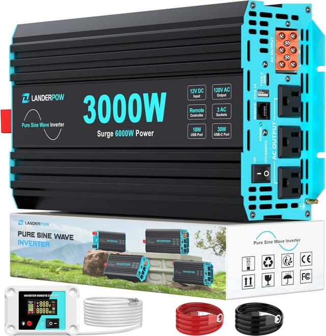 Detalle de LANDERPOW 3000W Pure Sine Inverter 🔌