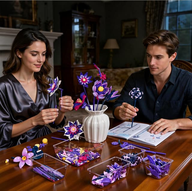 Thumbnail 4 de EWED Gothic Flowers Bouquet Building Set 528 pieces