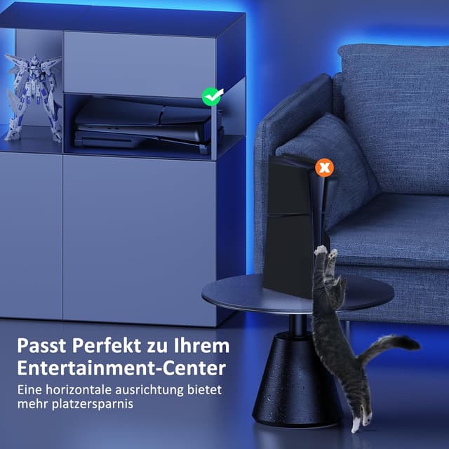 Detalle de NexiGo Horizontal Stand für PS5 Slim: Standfuß im minimalistischen Design (für Disc & Digital), Schwarz