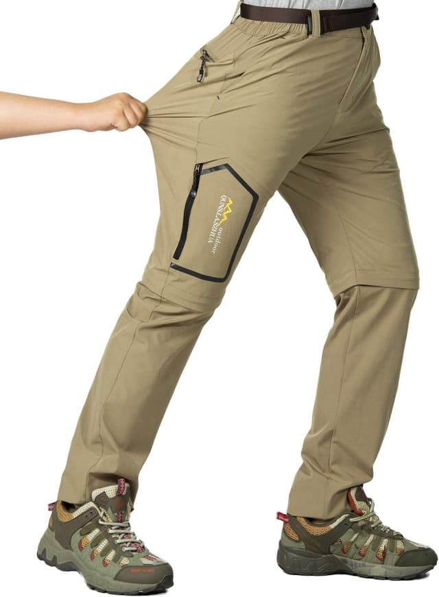 Detalle de CLOUSPO Outdoor Hose Herren, zweigeteilt & zerlegbar mit Gürtel – schnell trocknende Funktionshose für Sommeraktivitäten