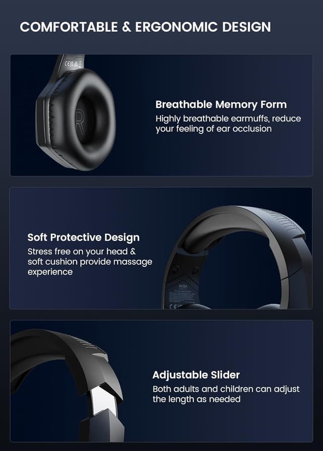 Detalle 2 de EKSA Wireless Gaming Headset für PS4/PS5/PC – 2,4G-USB, 7.1, ENC-Mikrofon und bis zu 36 Stunden Laufzeit