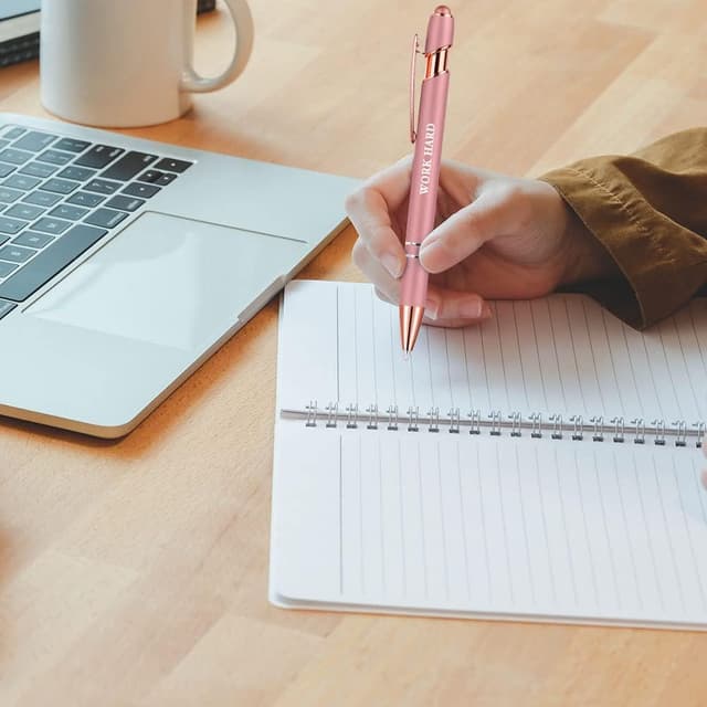 Thumbnail 6 de AUAUY Snarky Office – Set 12 penne stile 2 in 1, inchiostro nero, punta 1 mm, colore rosa