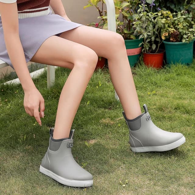 Detalle de CKWLXQY Women’s Waterproof Deck Boots (Ankle Rain Boots with Anti-Slip Traction)