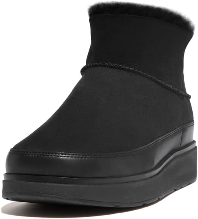 Detalle de Fitflop Gen-Ff Lederstiefelette schwarz mit Microwobbleboard-Technologie