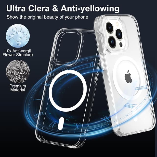 Detalle de XTCASE Coque magnétique MagSafe pour iPhone 13 Pro (transparent) avec bumper TPU antichoc