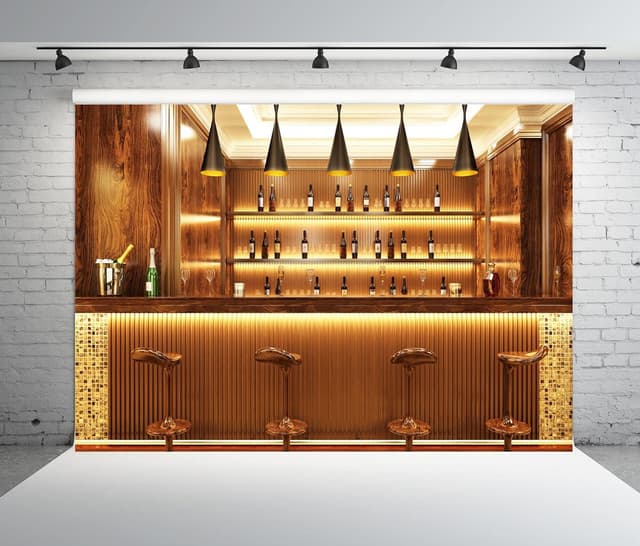 Detalle de BELECO 2.1 x 1.5m fabric bar backdrop (polyester) for photography, pub & speakeasy style sets