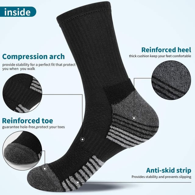 Detalle de Lapulas Mens Socks 6 Pairs Thermal Sports Cotton Crew Socks – cushioned, breathable unisex trainers socks
