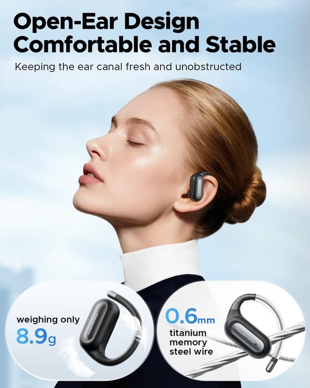 Detalle 2 de truefree DS1 open‑ear headphones 40H battery