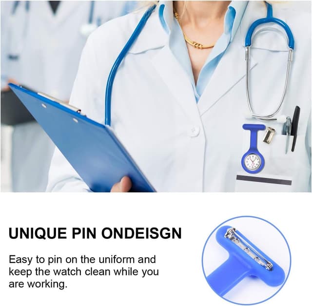 Detalle de Vicloon Krankenschwester-Uhren (3er-Set) mit Clip, Silikonhülle und Glow-Pointer – für Pflegepersonal & Ärzte