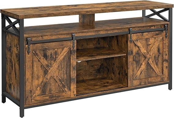 Detalle de VASAGLE LTV071B01V1: Mueble TV Rústico con Estantes y Puertas 🚪