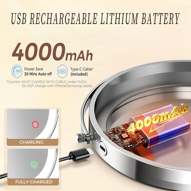 Detalle 2 de Rocollos 8 Inch LED Wall Makeup Mirror 2000mAh