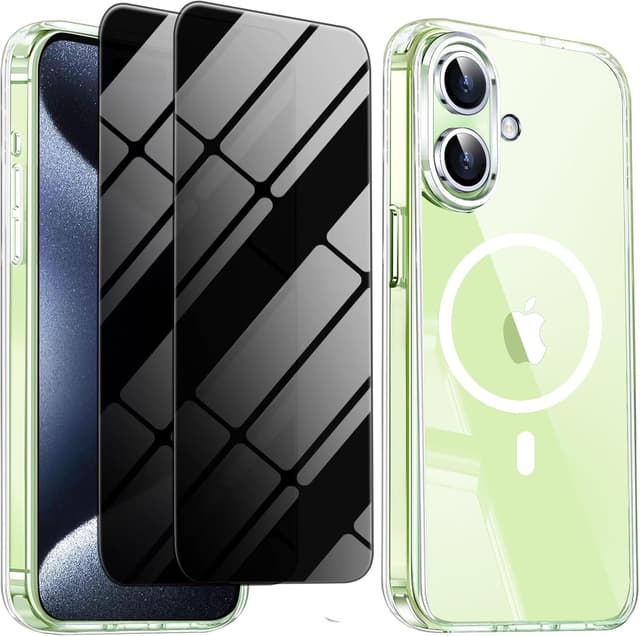 Detalle 2 de WEYNRBOX Magnetische Schutzhülle für iPhone 17 Pro Max mit MagSafe & 2× Sichtschutzfolie (transparent)