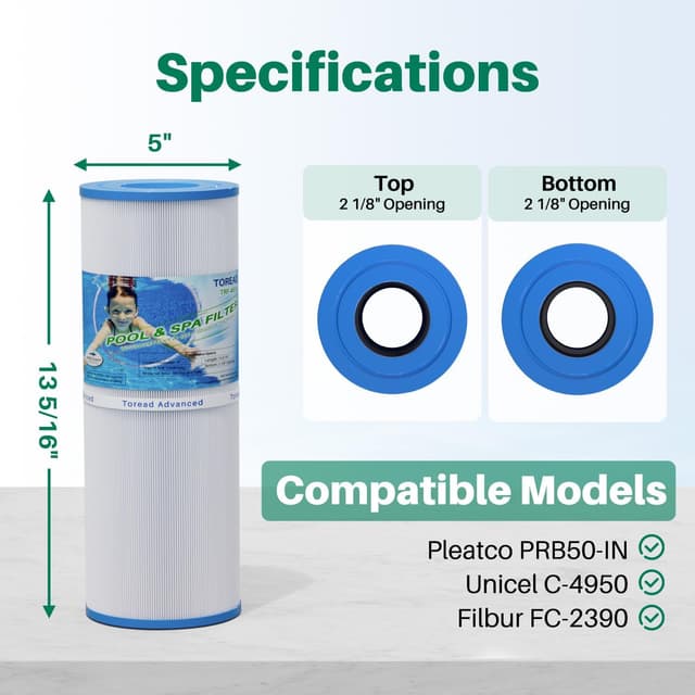 Detalle de TOREAD TRF-4950 hot tub filter 50 sq.ft