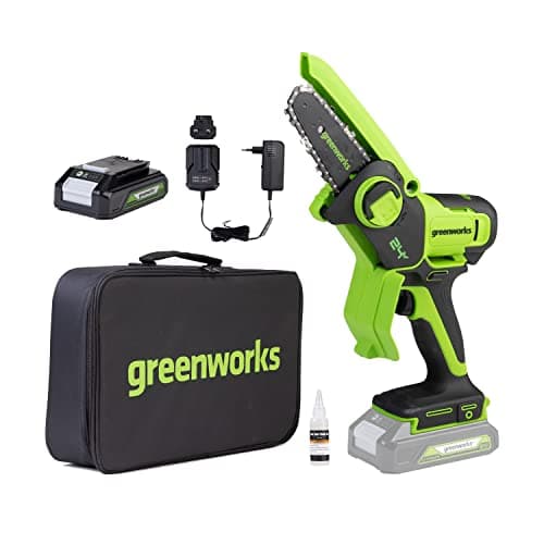 Imagen de Greenworks 24V Mini Motosierra 10 cm 2 Ah 🌲 en OfertitasTOP