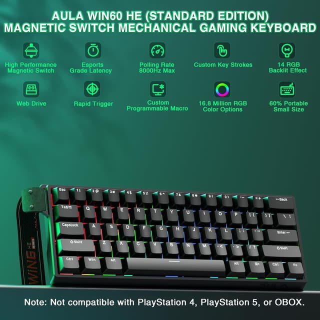 Detalle 2 de Aula WIN60 HE mechanical keyboard 8000Hz