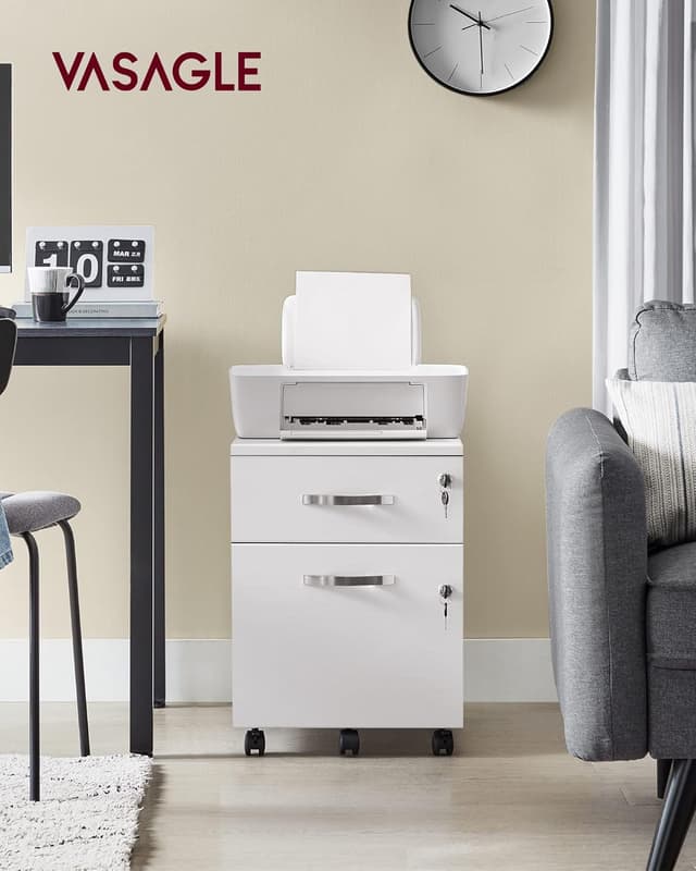 Detalle 2 de VASAGLE Rollcontainer abschließbar mit 5 Rollen