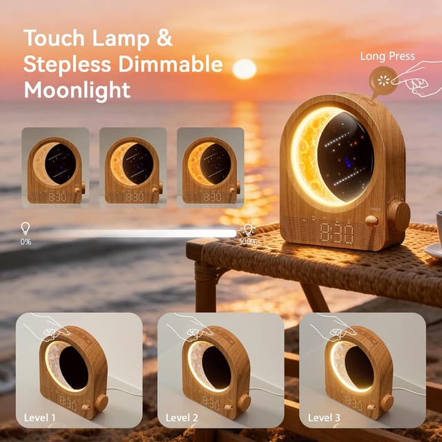 Detalle 2 de blonbar Sunrise Alarm Clock Wake-up Light with Meteor Night Light and 10 Natural Sounds