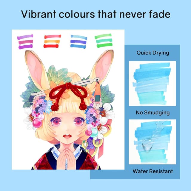 Thumbnail 6 de Vokiuler 204 Colours Alcohol Pens Set with App – dual-tip alcohol markers in a carry case