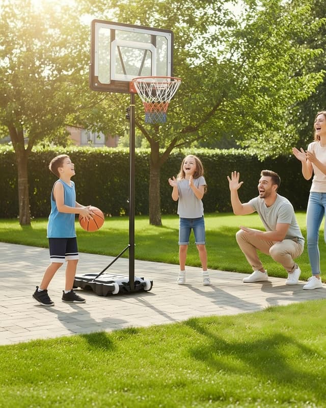 Detalle 2 de Adjustable Basketball Hoop and Stand (5ft–7ft) with 33in Shatterproof Backboard and Stand Wheels