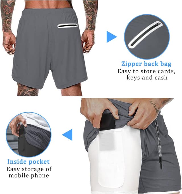 Thumbnail 5 de Aisprts Pantaloncini Palestra Uomo 2 in 1