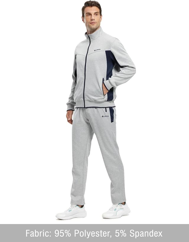 Detalle de TBMPOY Men's Tracksuit Full Zip 2-Piece Jog Set