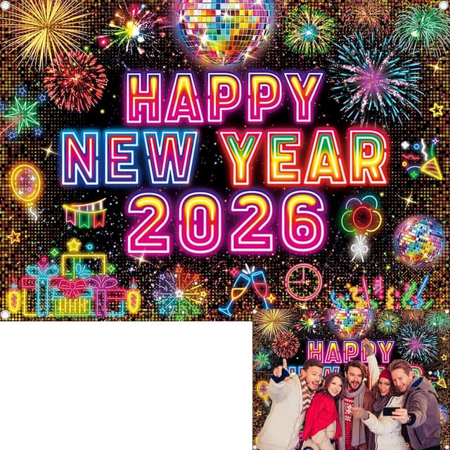 Imagen de Happy New Year Neon Backdrop 7x5FT en OfertitasTOP