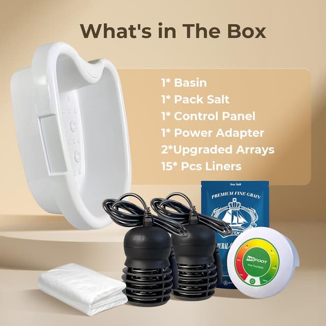Thumbnail 6 de MSFOOT Upgraded Ionic Foot Bath Detox Machine (No Salt Limit, 30-Min Auto Spa) with Liners & Detox Sea Salt