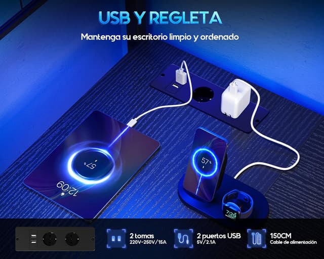 Thumbnail 6 de Coleshome Escritorio Gaming 130 x 100 cm