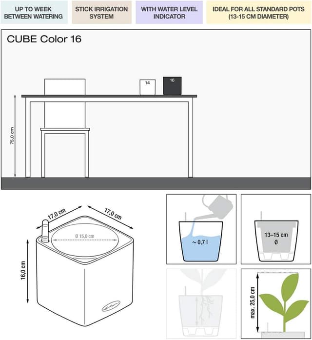 Detalle 2 de LECHUZA Cube Color 16 schiefergrau