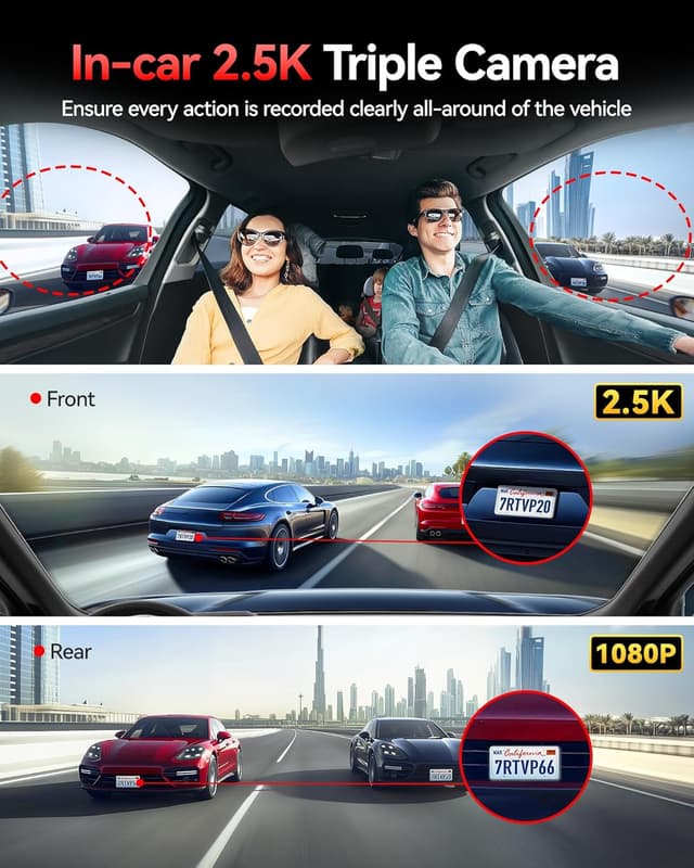 Detalle de REDTIGER 530° Visionpano20 dash cam, 3 Channel