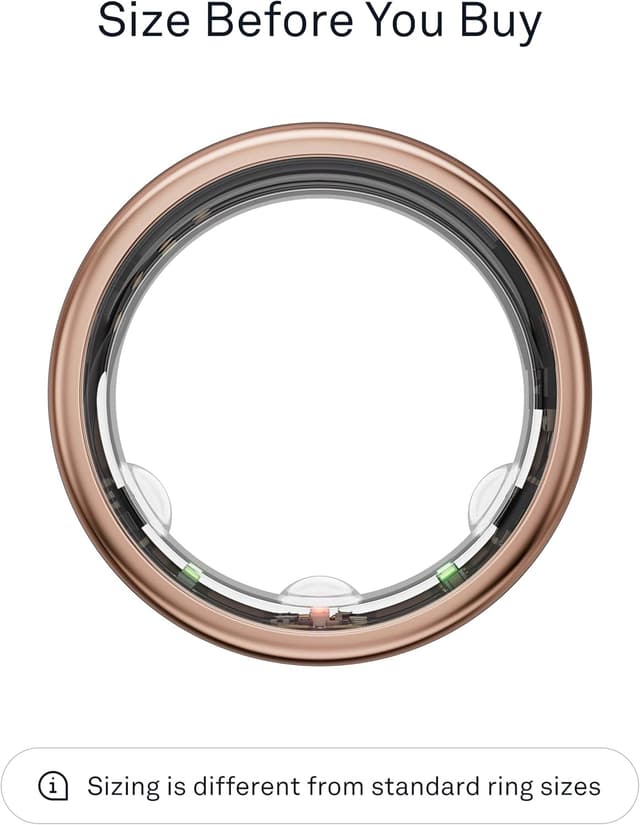 Detalle de Oura Gen3 Horizon Smart Ring (Size 12) in Rose Gold — sleep, heart rate & fitness tracking, up to 7-day battery