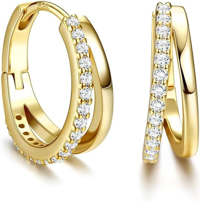 Detalle de Chunky Gold Hoop Earrings – Hypoallergenic Small Spiral & Double Oval Hoops