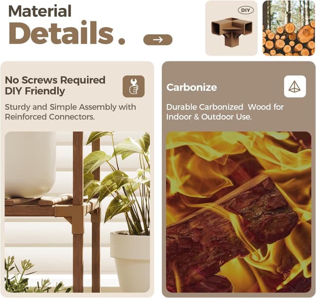 Detalle de Plant stand for multiple pots with 3 tiers