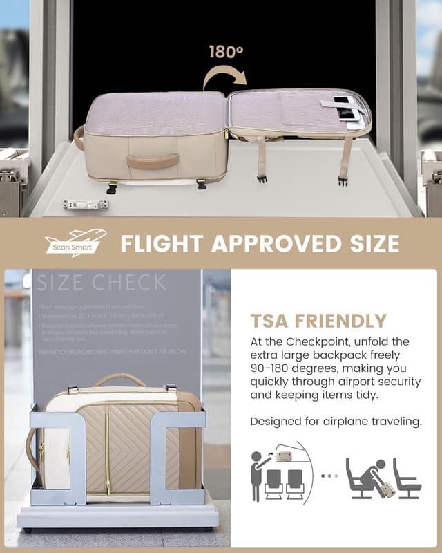 Detalle 2 de LOVEVOOK Women’s Travel Backpack Cabin Bag (Large 40L) for 17 inch Laptop & Plane Hand Luggage