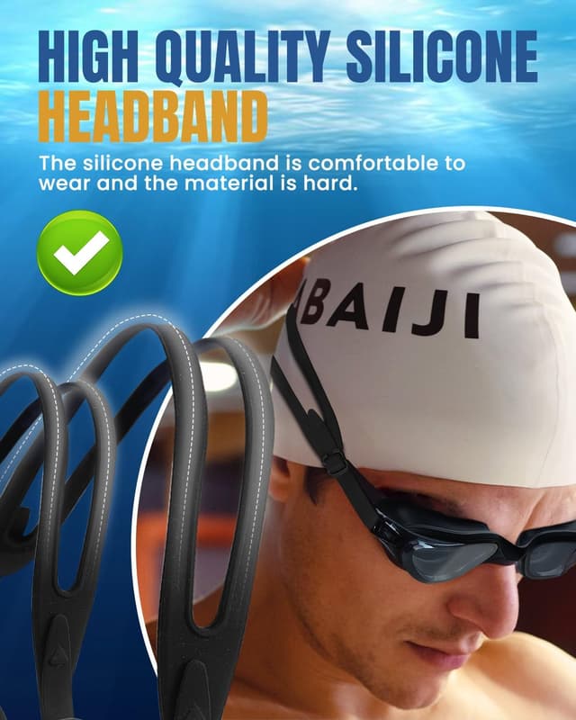 Thumbnail 6 de Updated Anti-Fog Swimming Goggles for Adults with UV Protection and Secure Fit (Black) – Men & Women