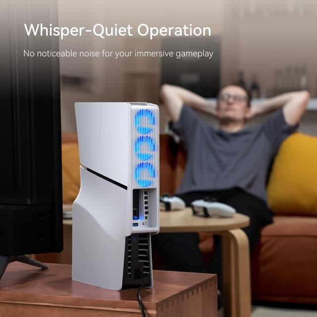 Thumbnail 6 de Lüfter für PS5 Slim – automatischer Geschwindigkeitsmodus mit LED & USB 3.0-Hub (weiß), passend für Disc & Digital, nicht für PS5 Pro