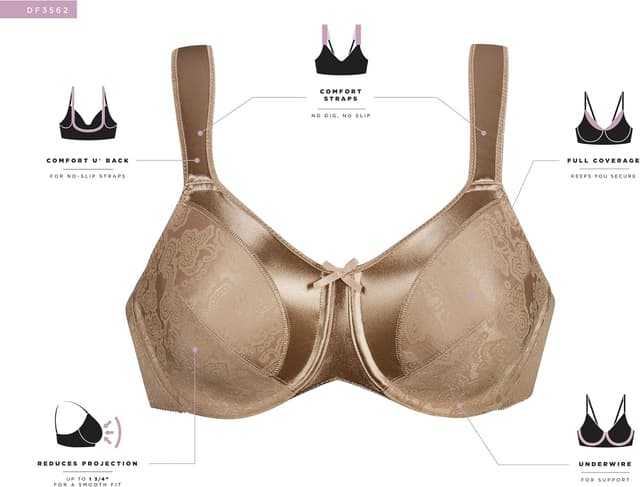 Detalle 2 de Bali Satin Tracings Minimizer Bra with Underwire & Full Coverage