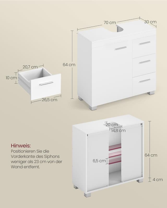 Thumbnail 2 de VASAGLE BBK503W10 Waschbeckenunterschrank