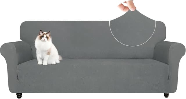 Detalle de YSTELLAA Copridivano 3 posti con braccioli anti-graffio grigio chiaro