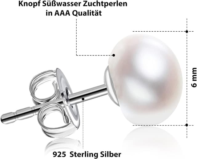 Detalle de Perlenohrringe Silber 8 mm